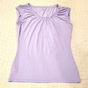 Ann Taylor LOFT Light Purple Ruffle Cap Sleeve Tee